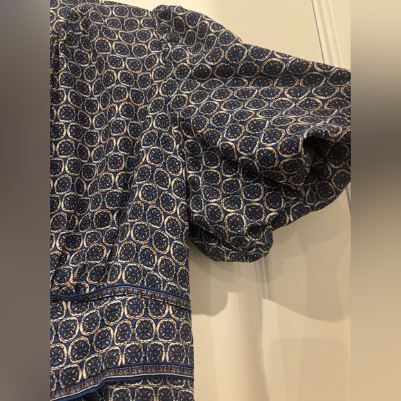 Max Studio Blue and White Ruffled Wrap Sundress - Picture 3 of 5